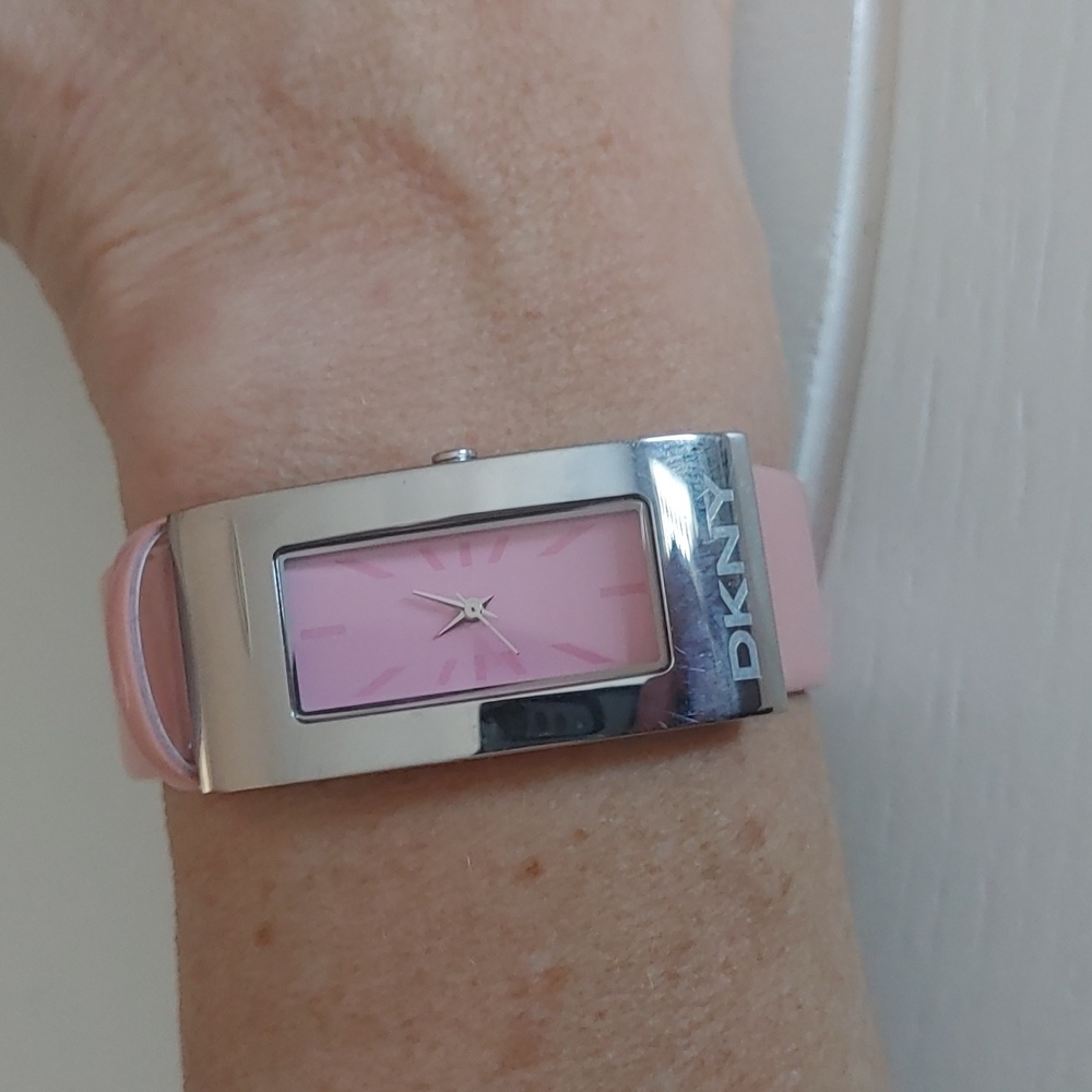 DKNY Donna Karan Leather and solid stainless steel wrist watch